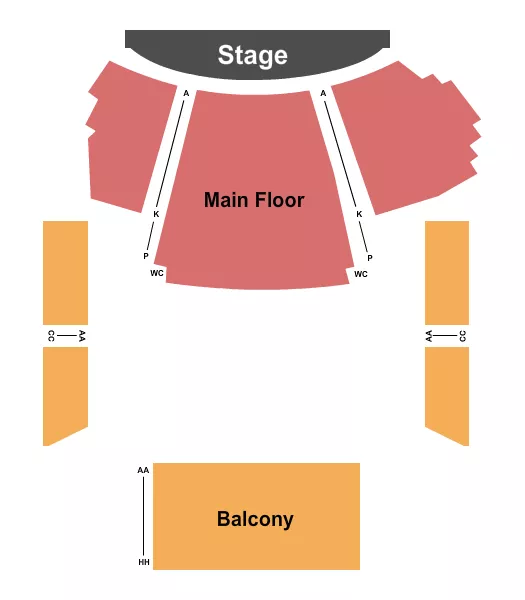 seating chart for T. Furth Center for the Performing Arts - End Stage - eventticketscenter.com