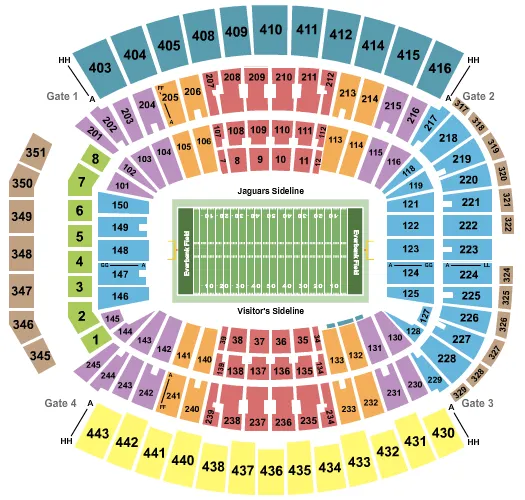 seating chart for EverBank Stadium - Football - eventticketscenter.com
