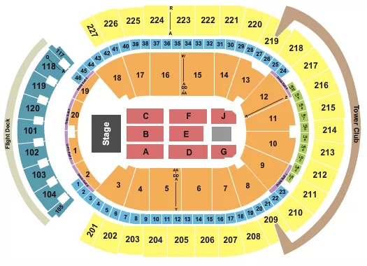 seating chart for T-Mobile Arena - End Stage - eventticketscenter.com