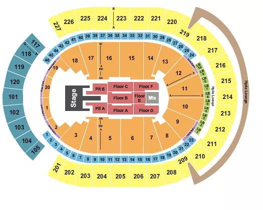 seating chart for T-Mobile Arena - Kane Brown - eventticketscenter.com