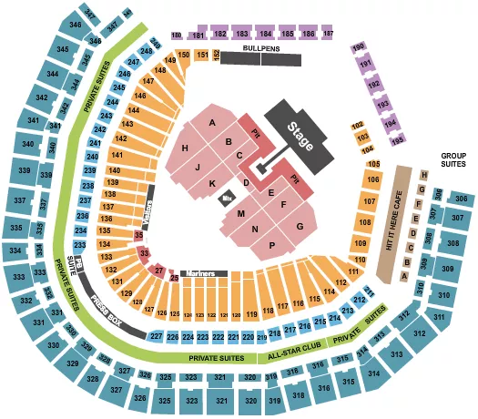 seating chart for T-Mobile Park - Green Day - eventticketscenter.com