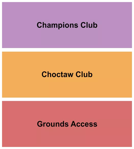 Golf Seating Chart at TPC Craig Ranch. The chart shows the main floor/stage with seating options surrounding it, which are color coded
