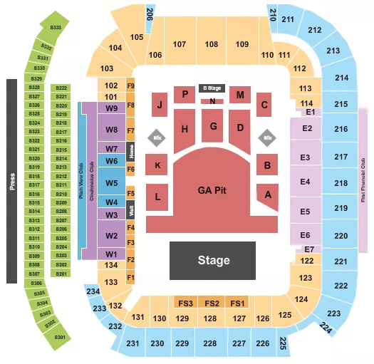 seating chart for TQL Stadium - Twenty One Pilots - eventticketscenter.com