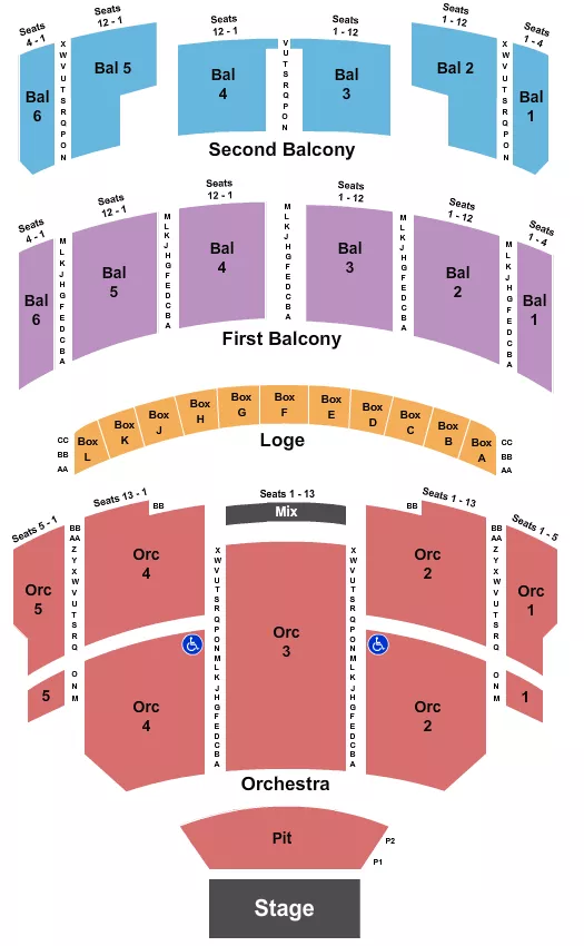 seating chart for Taft Theatre - Endstage Pit - eventticketscenter.com