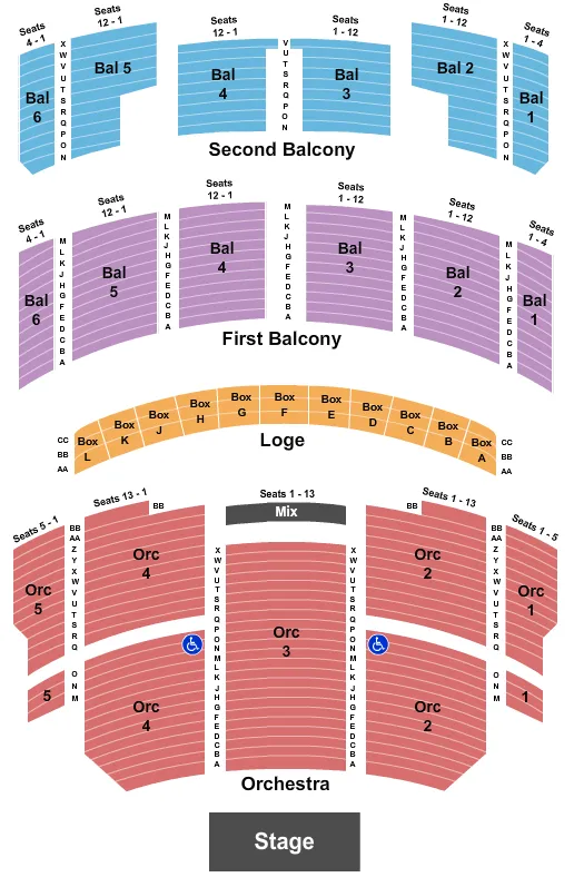 seating chart for Taft Theatre - End Stage - eventticketscenter.com