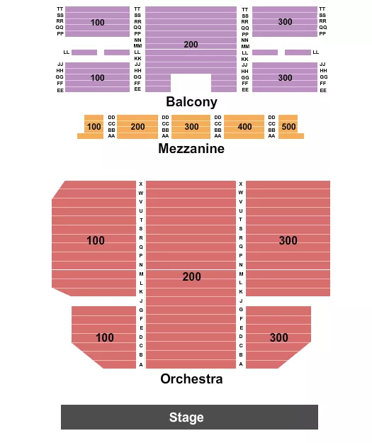 seating chart for Tampa Theatre - Endstage 2 - eventticketscenter.com