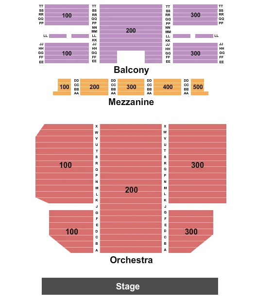 seating chart for Tampa Theatre - End Stage - eventticketscenter.com