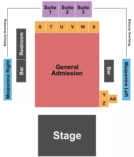 seating chart for Tannahill's Tavern and Music Hall - Endstage 2 - eventticketscenter.com