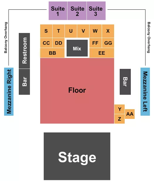 seating chart for Tannahill's Tavern and Music Hall - Endstage 3 - eventticketscenter.com
