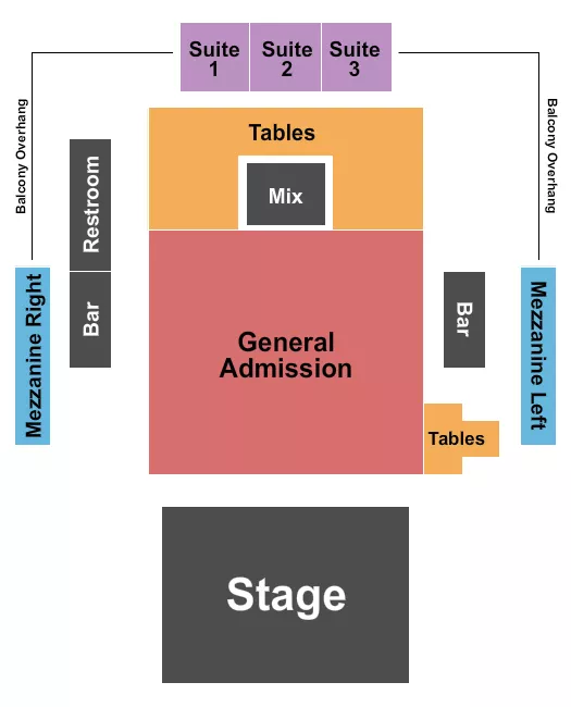 seating chart for Tannahill's Tavern and Music Hall - Endstage GA Tables - eventticketscenter.com