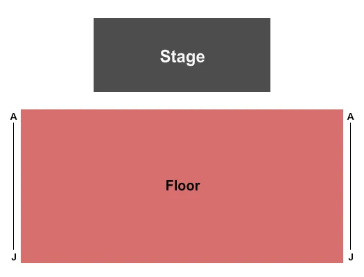 Endstage Seating Chart at Taos Center for the Arts. The chart shows the main floor/stage with seating options surrounding it, which are color coded