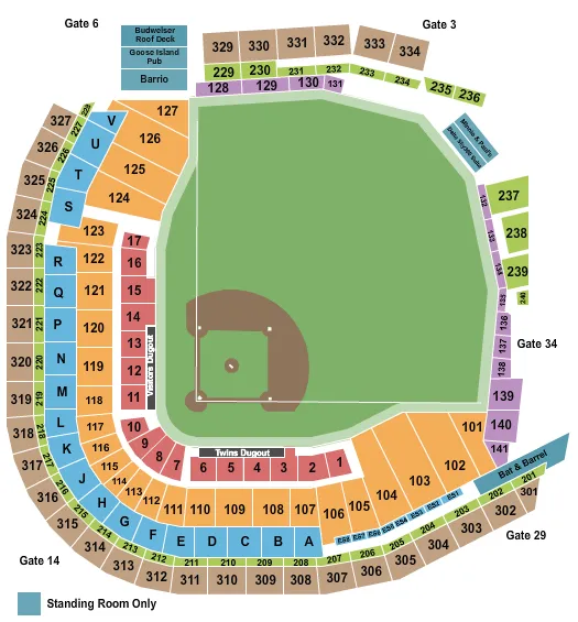 seating chart for Target Field - Baseball - eventticketscenter.com
