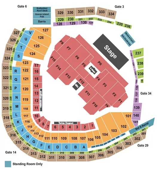 seating chart for Target Field - My Chemical Romance - eventticketscenter.com