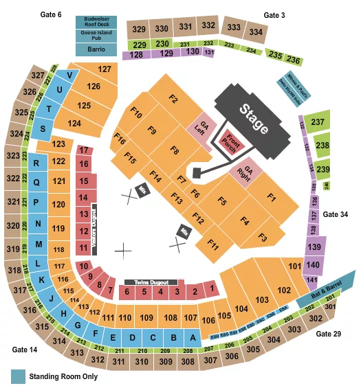 seating chart for Target Field - Noah Kahan - eventticketscenter.com