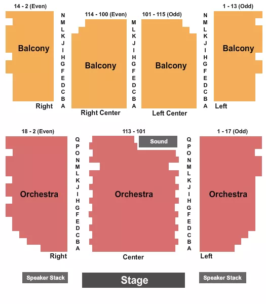 seating chart for Tarrytown Music Hall - End Stage 2 - eventticketscenter.com