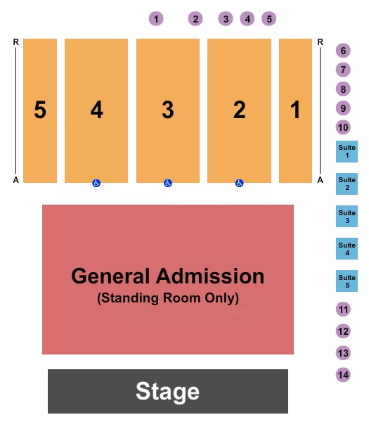 seating chart for Boeing Center at Tech Port - Endstage GA & Lettered Risers - eventticketscenter.com