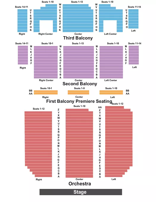 seating chart for Temple Theatre Saginaw - End Stage - eventticketscenter.com