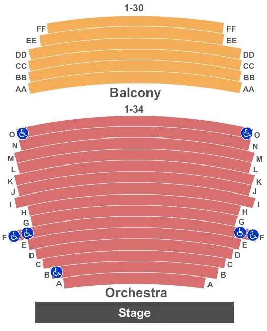 seating chart for Temple of Music and Art - End Stage - eventticketscenter.com