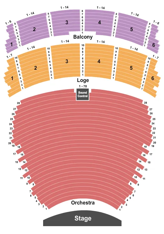 seating chart for Terrace Theater at Long Beach Convention Center - End Stage No Pit - eventticketscenter.com