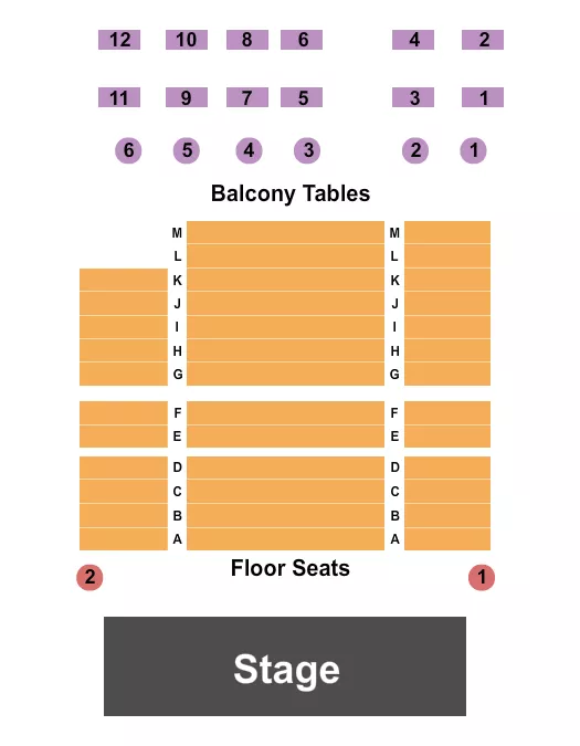 seating chart for Texan Theater - Cleveland - Endstage w/VIP tables - eventticketscenter.com