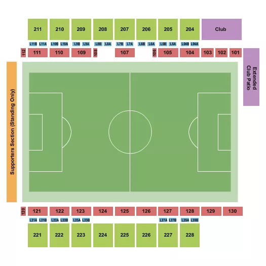seating chart for Texas Health Mansfield Stadium - Soccer - eventticketscenter.com