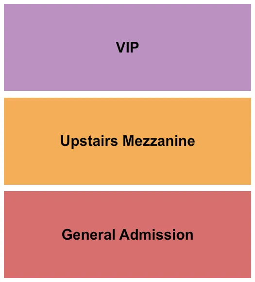 GA/Mezz/VIP Seating Chart at Texas Theatre. The chart shows the main floor/stage with seating options surrounding it, which are color coded