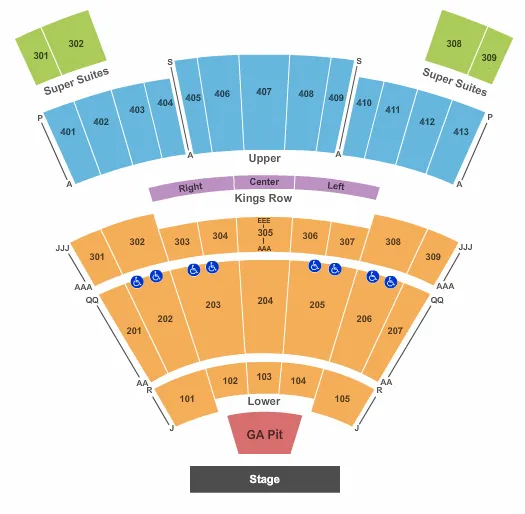 seating chart for Texas Trust CU Theatre at Grand Prairie - Endstage GA Pit 3 - eventticketscenter.com