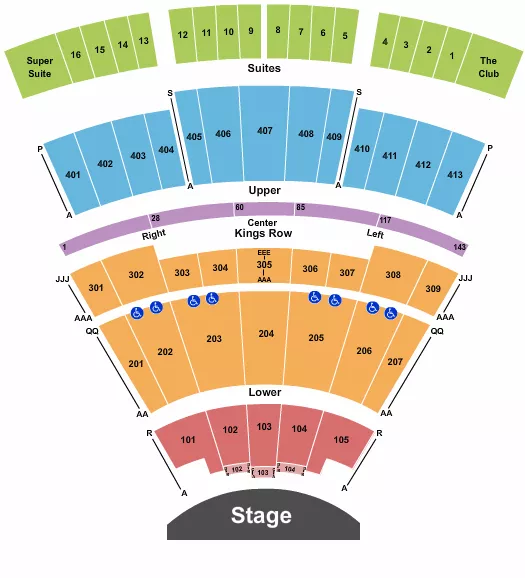 seating chart for Texas Trust CU Theatre at Grand Prairie - Endstage VIP - eventticketscenter.com