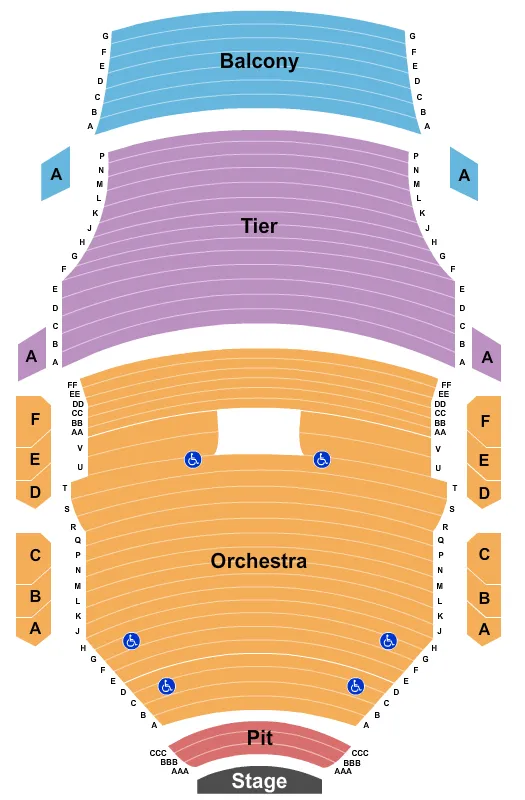 seating chart for The Aiken Theatre - Old National Events Plaza - End Stage Pit - eventticketscenter.com