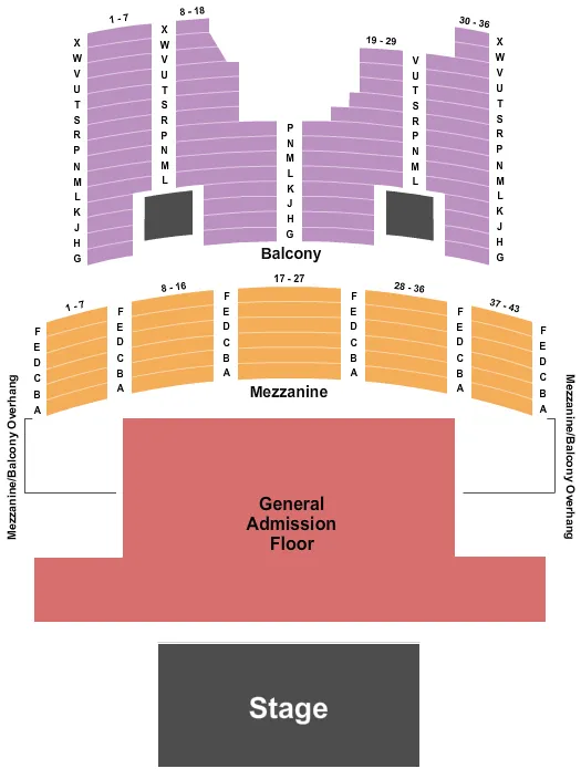 seating chart for The Aztec Theatre  - Endstage GA Floor - eventticketscenter.com