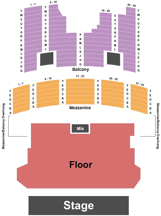 seating chart for The Aztec Theatre  - Endstage Reserved - eventticketscenter.com
