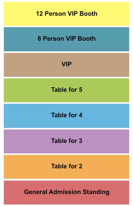 seating chart for The Banyan Live - Endstage GA/Table/VIP/Booth - eventticketscenter.com