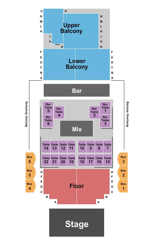 seating chart for The Blue Note - MO - Endstage Reserved - eventticketscenter.com