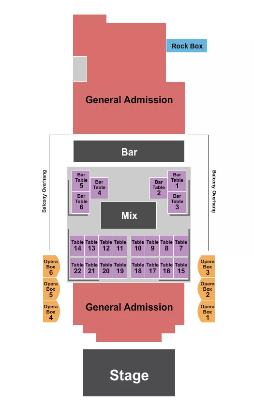 seating chart for The Blue Note - MO - Endstage Tables GA Floor & GA Balcony - eventticketscenter.com