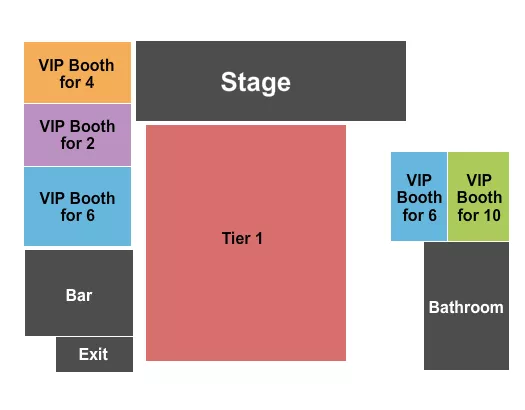 seating chart for The Bourbon Room - Tier/Tables - eventticketscenter.com