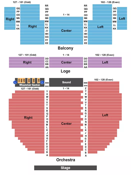 seating chart for Ulster Performing Arts Center - Endstage No LRC - eventticketscenter.com