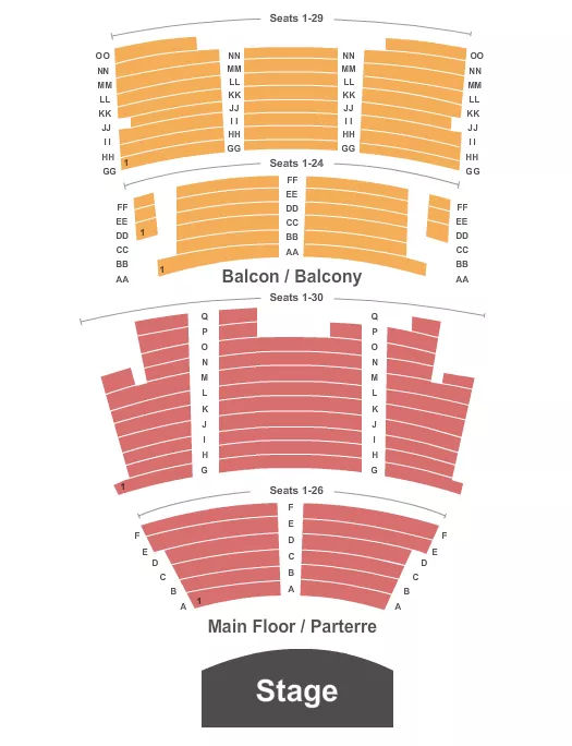 seating chart for Capitol Theatre - New Brunswick - End Stage 2 - eventticketscenter.com