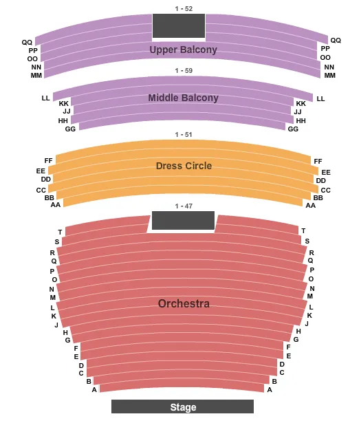 seating chart for The Capitol Theatre - WA - End Stage - eventticketscenter.com