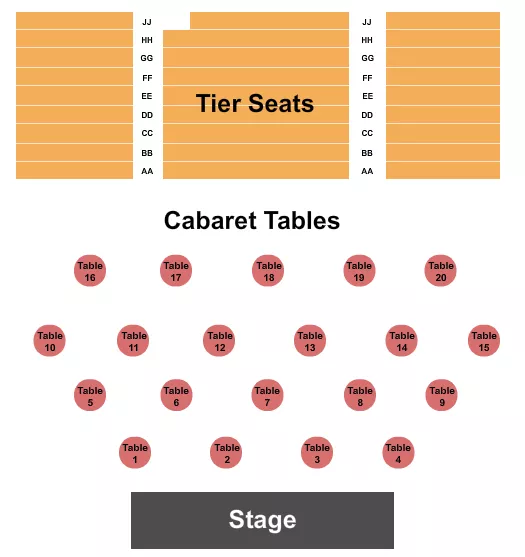 seating chart for The Center For The Arts - Grass Valley - Endstage Tables 2 - eventticketscenter.com