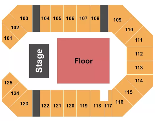 seating chart for The Corbin Arena - KY - Endstage Floor - eventticketscenter.com