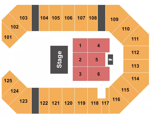seating chart for The Corbin Arena - KY - Halfhouse - eventticketscenter.com