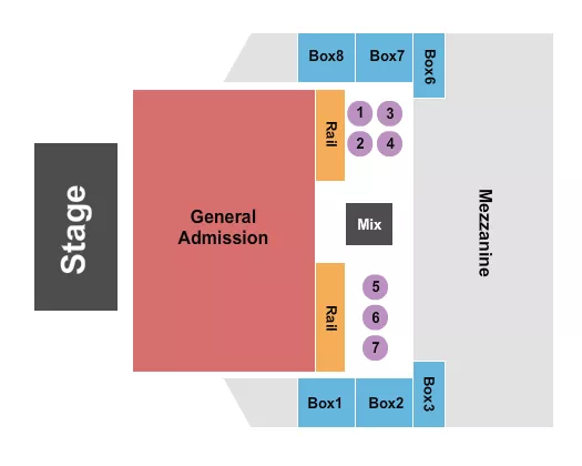 seating chart for The Depot - Salt Lake City - Flr GA/Tables 1-7/Box 1-8 - eventticketscenter.com