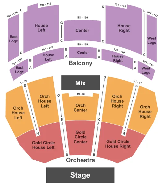 seating chart for The Downtown Palace Theatre - Reserved w/ Gold Circle - eventticketscenter.com