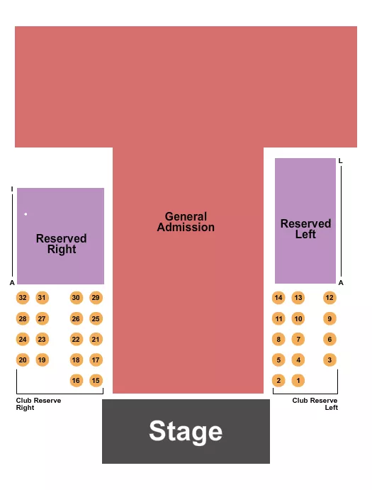 seating chart for The Drill Hall at Base31 - Endstage Flr/Rsrv/Club - eventticketscenter.com