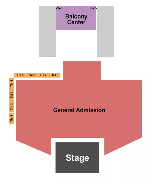 seating chart for The Echo Lounge and Music Hall - GA Floor & Tables 2 - eventticketscenter.com