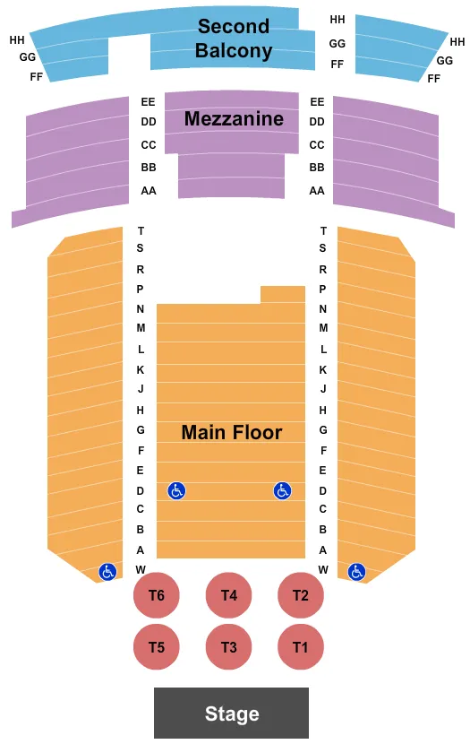 seating chart for The Ellen Theatre - End Stage Tables - eventticketscenter.com