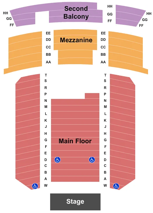 seating chart for The Ellen Theatre - End Stage - eventticketscenter.com