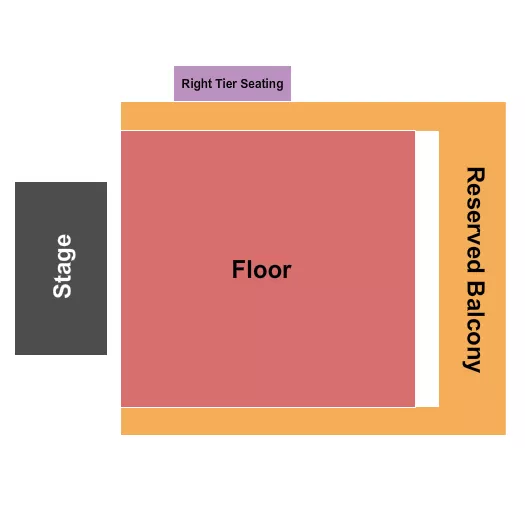 Endstage Reserved 2 Seating Chart at The Fillmore. The chart shows the main floor/stage with seating options surrounding it, which are color coded