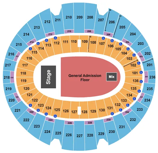 seating chart for The Kia Forum - Endstage GA Floor - eventticketscenter.com
