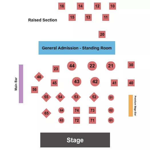 seating chart for The Funky Biscuit - Endstage Tables - eventticketscenter.com